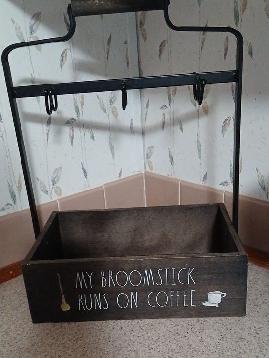 Rae Dunn Other - Rae Dunn Coffee Caddywith Hooks — 'My Broomstick Runs On Coffee'